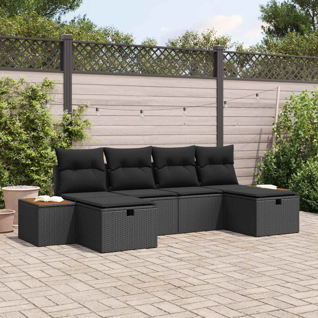 Garten-Sofa-Set 6 pcs Schwarz 55 x 62 x 69 cm Poly Rattan