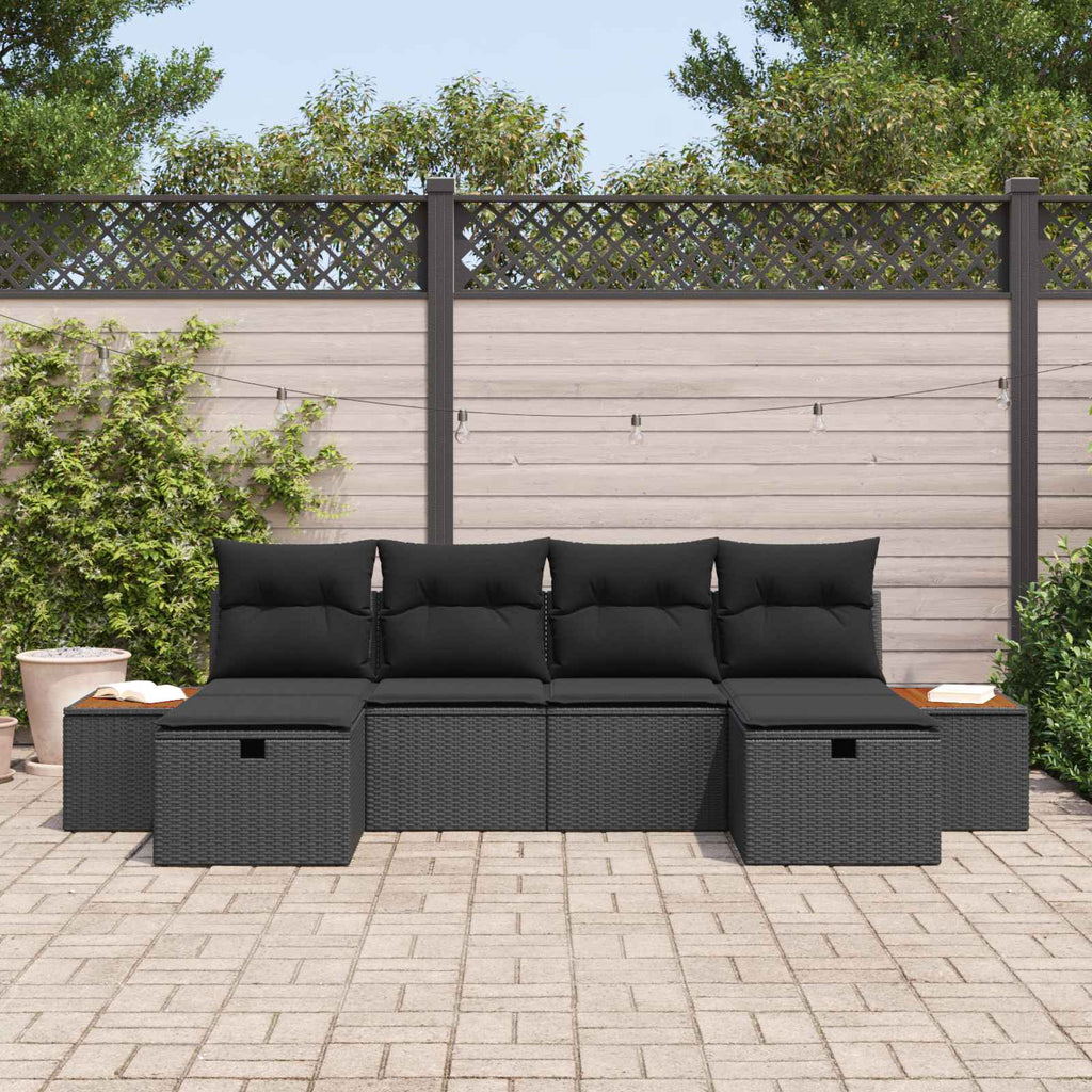 Garten-Sofa-Set 6 pcs Schwarz 55 x 62 x 69 cm Poly Rattan