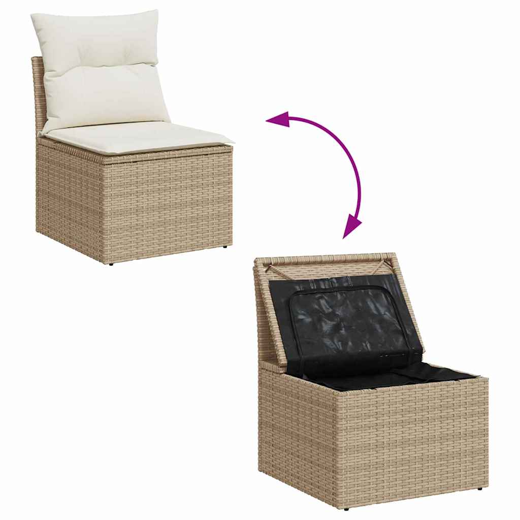 Garten-Sofa-Set mit Kissen 6 pcs Beige Poly Rattan