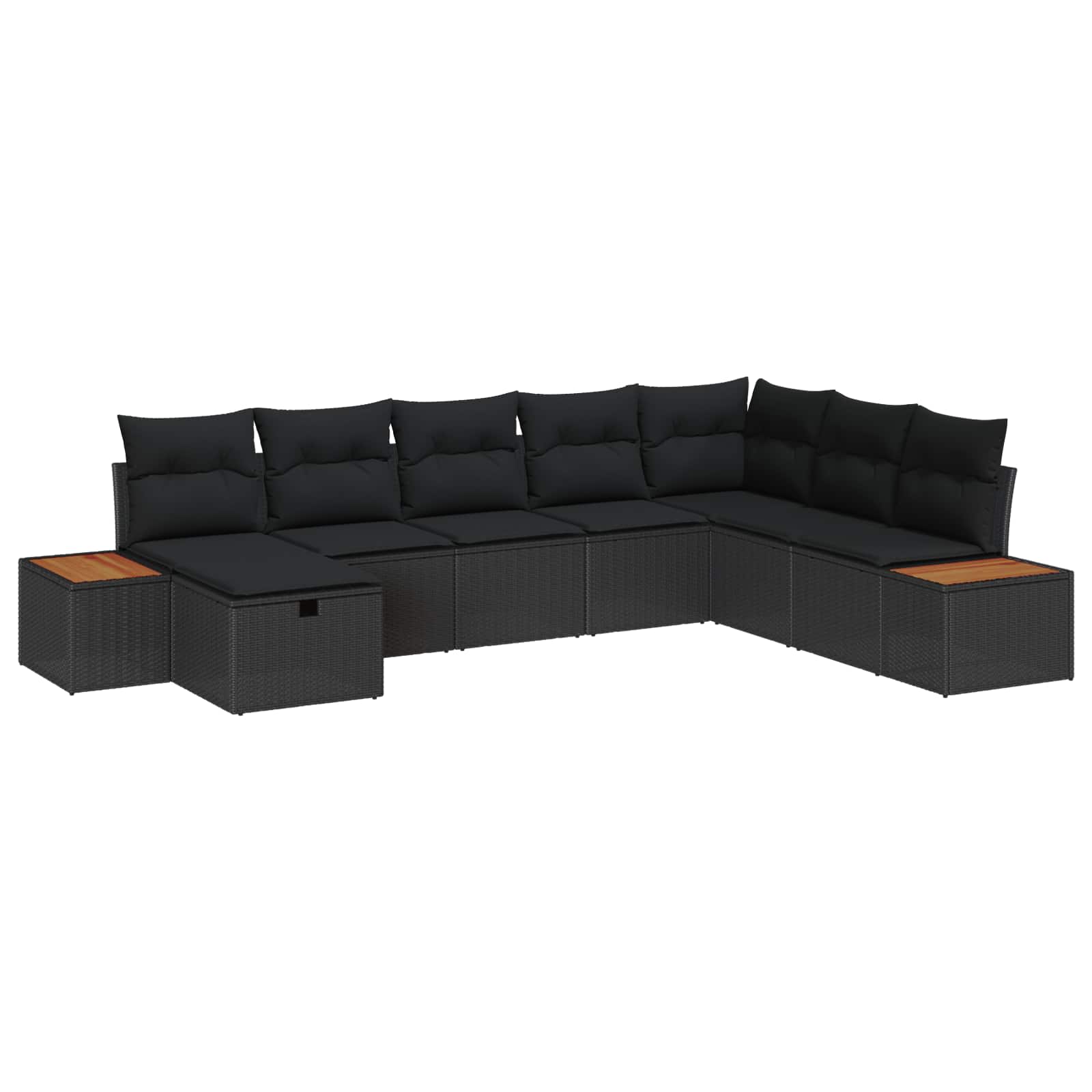 Gartensofa-set mit Kissen mit Speicher Schwarz Poly-Rattan