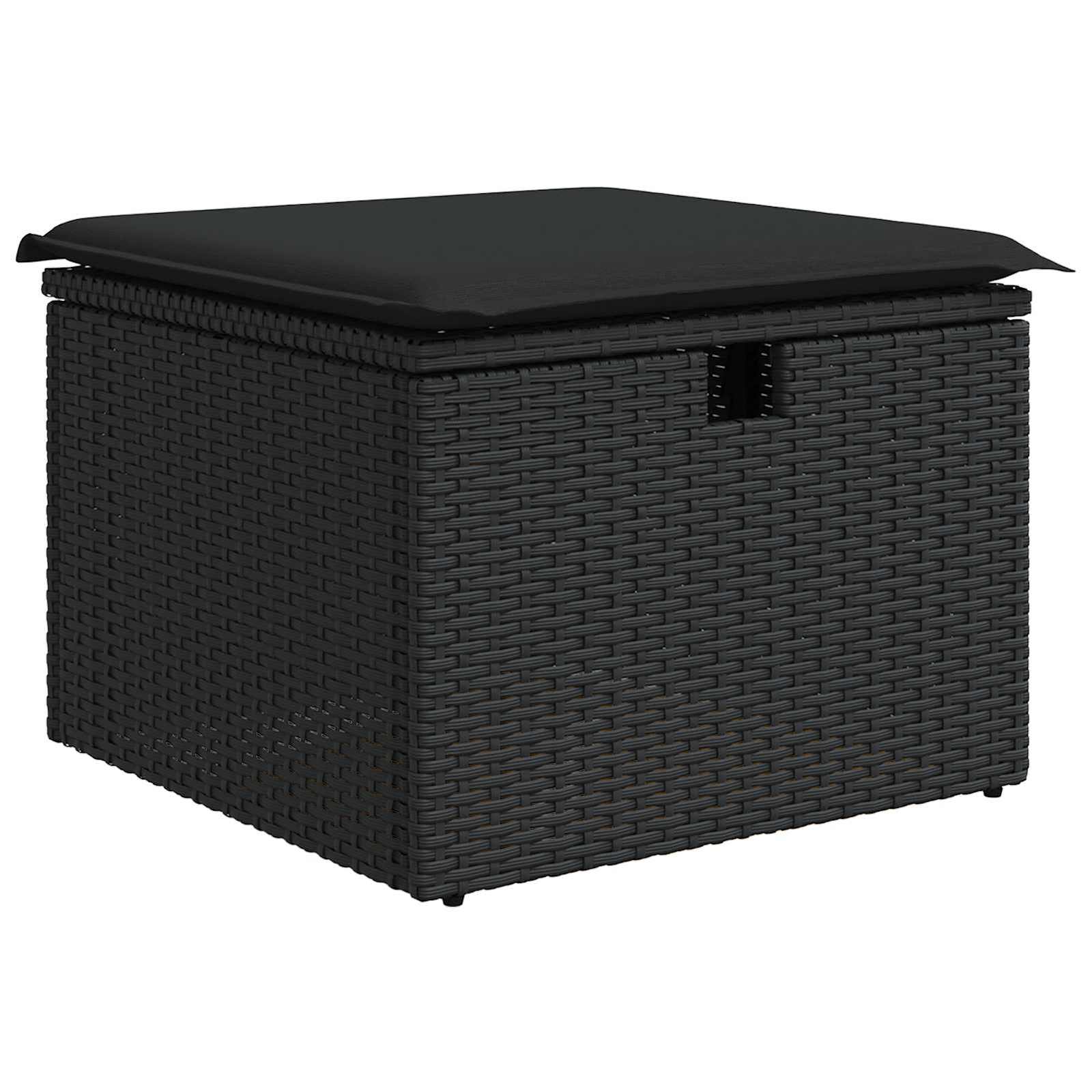 Gartensofa-set mit Kissen mit Speicher Schwarz Poly-Rattan