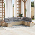 Gartensofa-set mit Kissen mit Speicher Beige Poly-Rattan