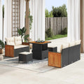 Gartensofa-set mit Kissen 8 pcs Schwarz und Creme
