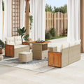 Gartensofa-set mit Kissen 8 pcs Beige und Creme