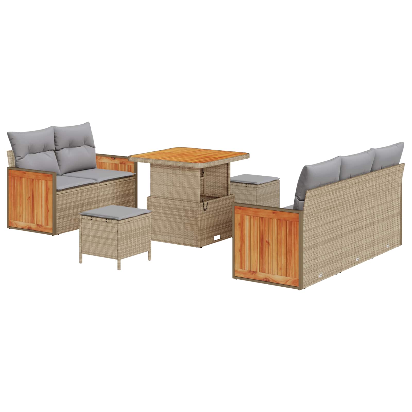 Gartensofa-set mit Kissen 8 pcs Beige und Hellgrau