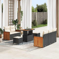 Gartensofa-set mit Kissen 8 pcs Schwarz und Creme