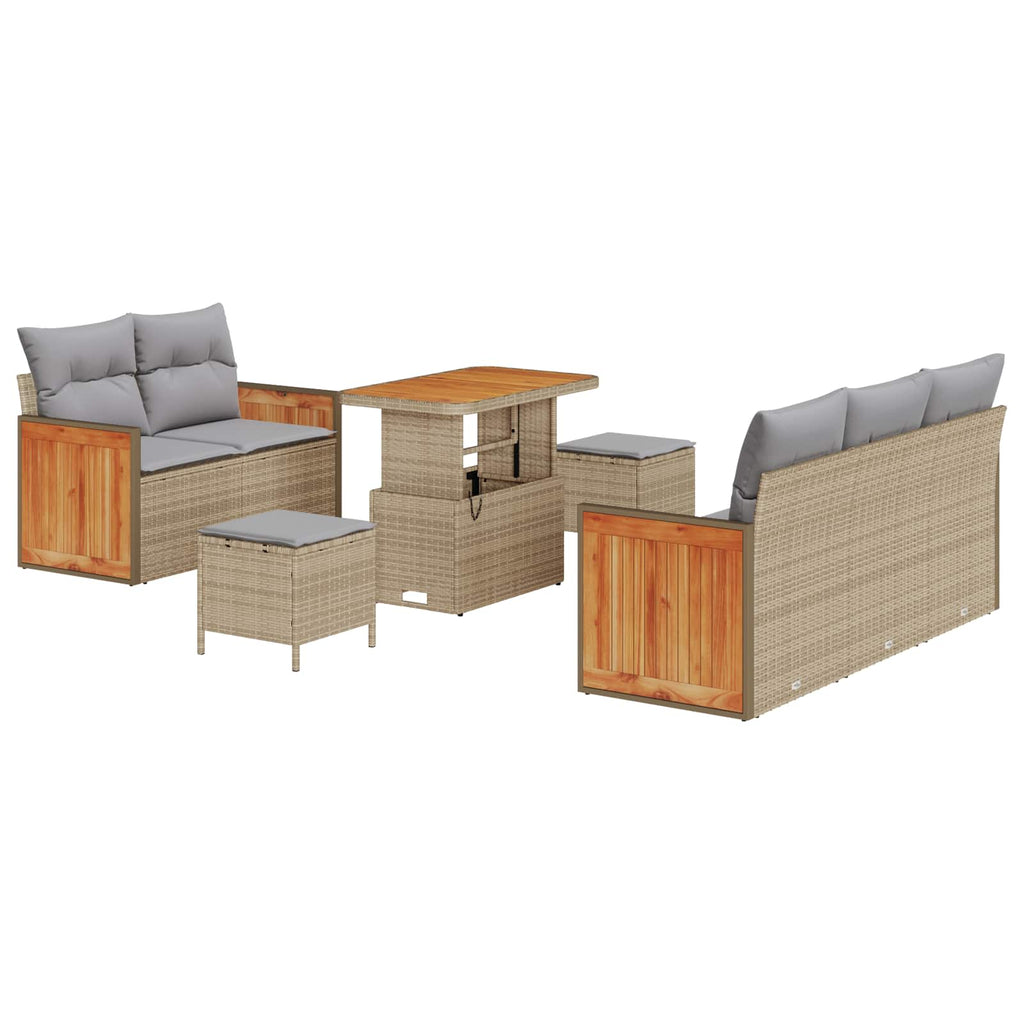 Gartensofa-set mit Kissen 8 pcs Beige und Hellgrau