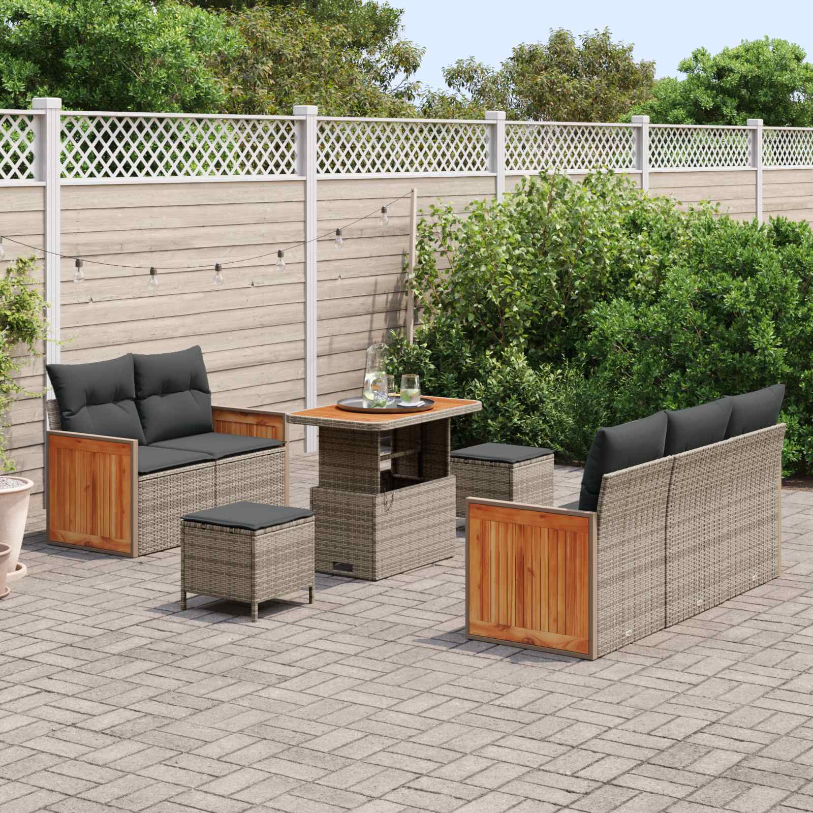 Gartensofa-set mit Kissen 8 pcs Grau