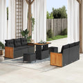 Gartensofa-set mit Kissen 9 pcs Schwarz