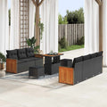 Gartensofa-set mit Kissen 10 pcs Schwarz