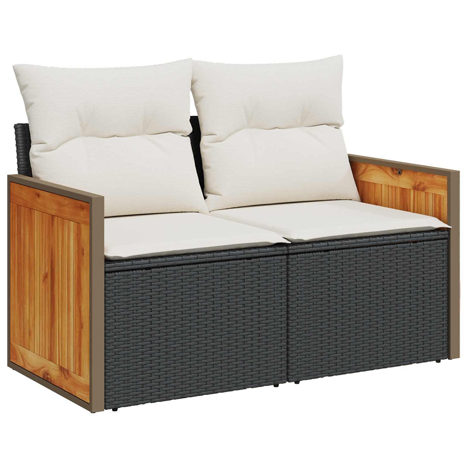 Gartensofa-set mit Kissen 10 pcs Schwarz und Creme
