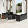 Gartensofa-set mit Kissen 11 pcs Schwarz