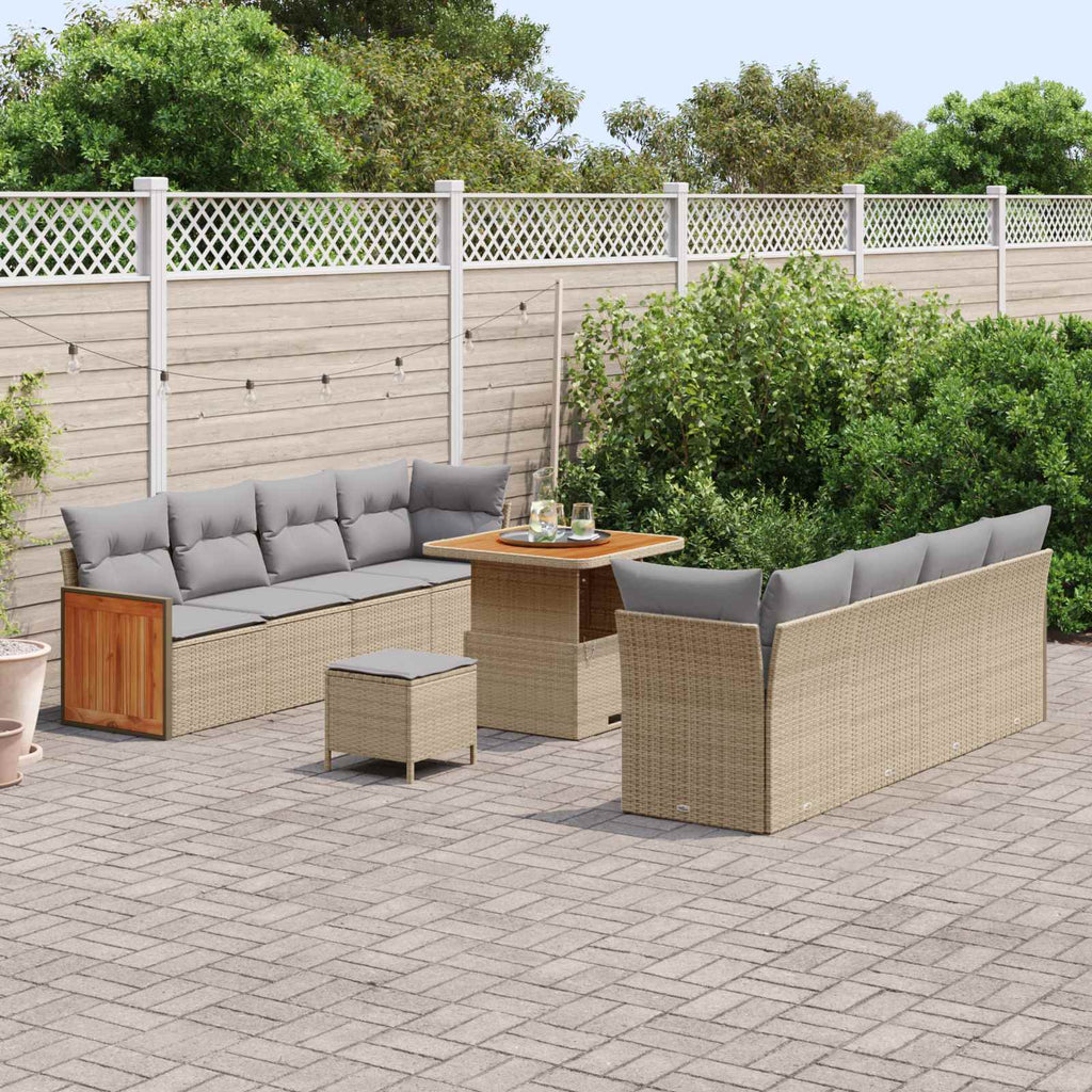 Gartensofa-set mit Kissen 11 pcs Beige und Hellgrau
