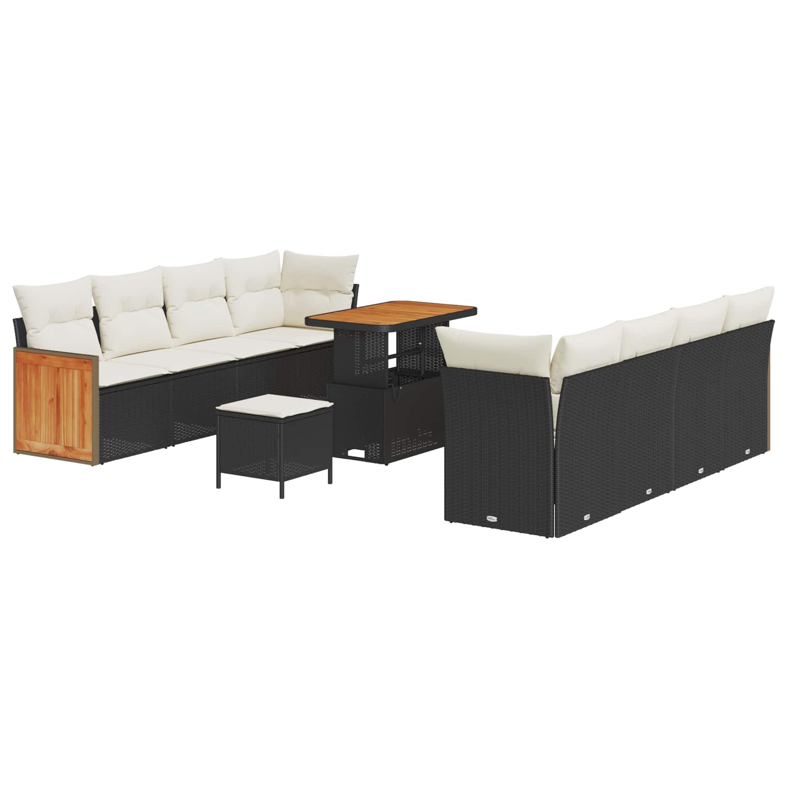 Gartensofa-set mit Kissen 11 pcs Schwarz und Creme