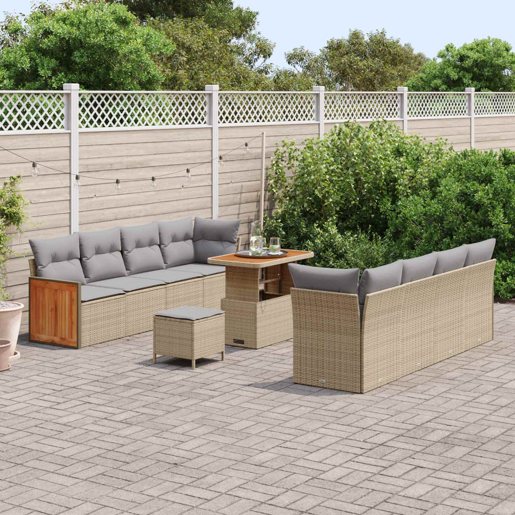 Gartensofa-set mit Kissen 11 pcs Beige und Hellgrau
