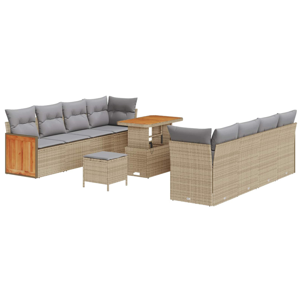 Gartensofa-set mit Kissen 11 pcs Beige und Hellgrau