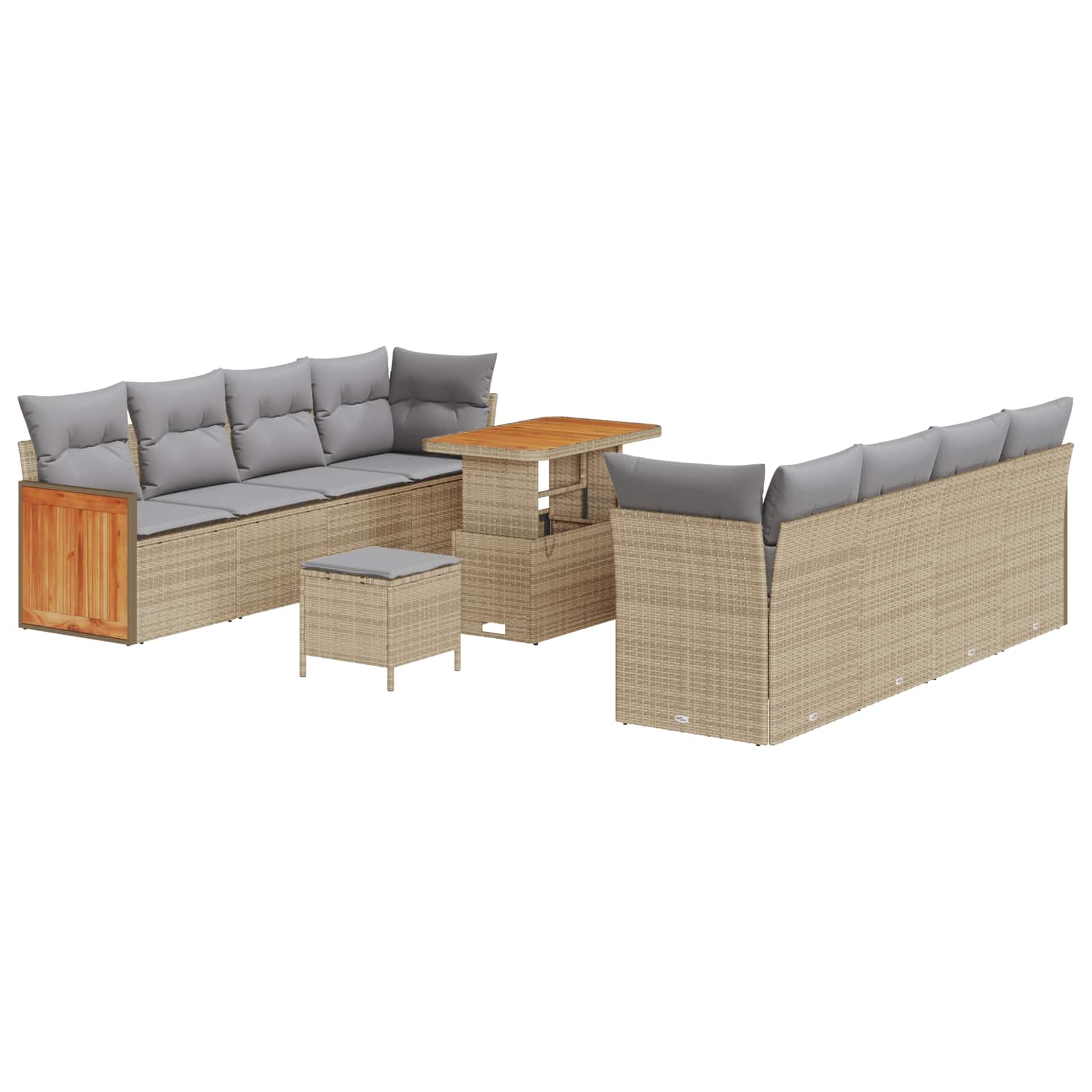 Gartensofa-set mit Kissen 11 pcs Beige und Hellgrau