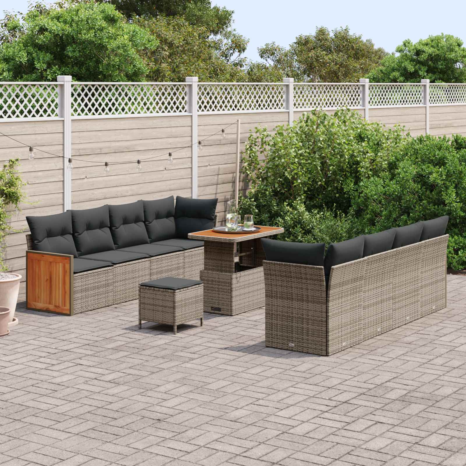 Gartensofa-set mit Kissen 11 pcs Grau