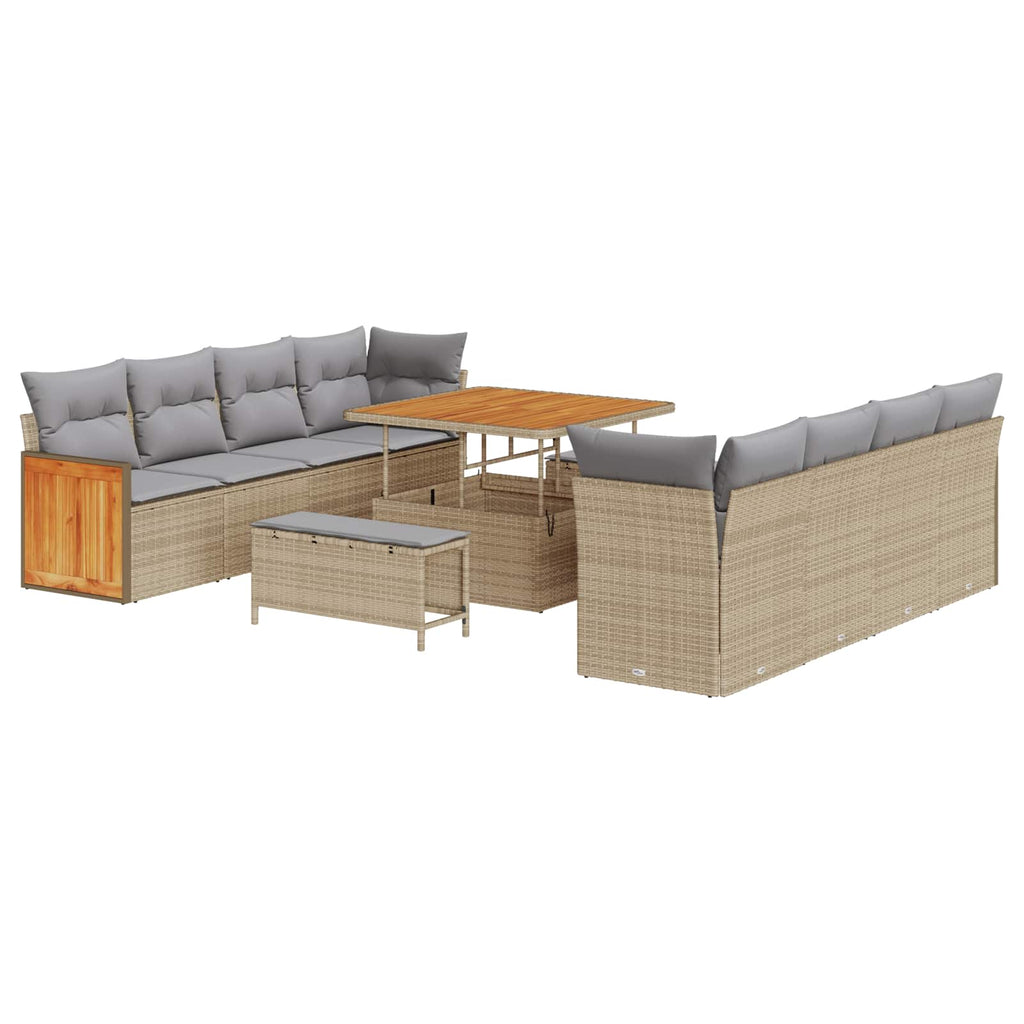 Gartensofa-set mit Kissen 11 pcs Beige und Hellgrau