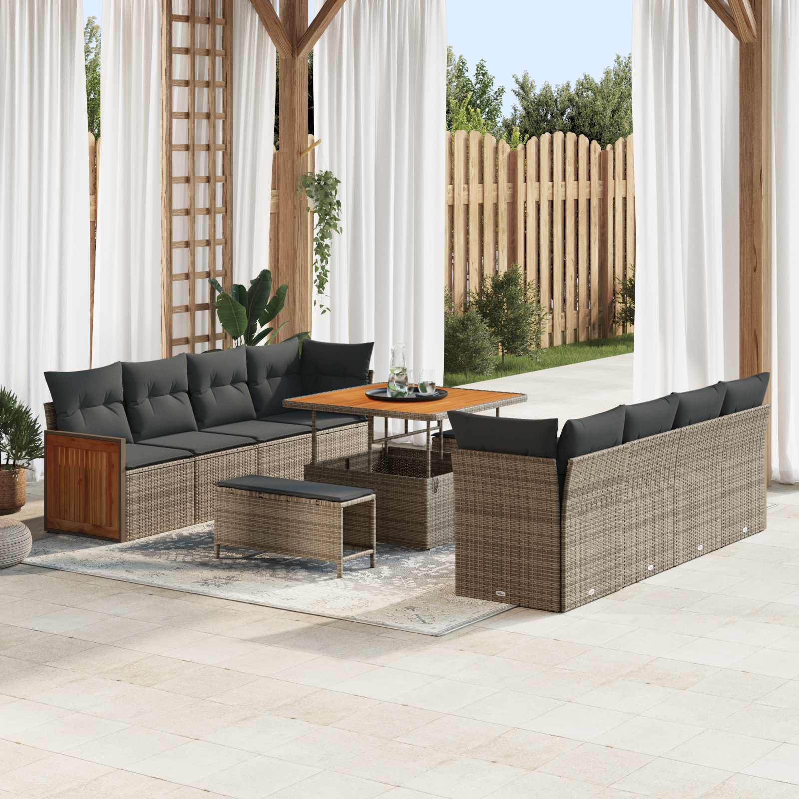 Gartensofa-set mit Kissen 11 pcs Grau