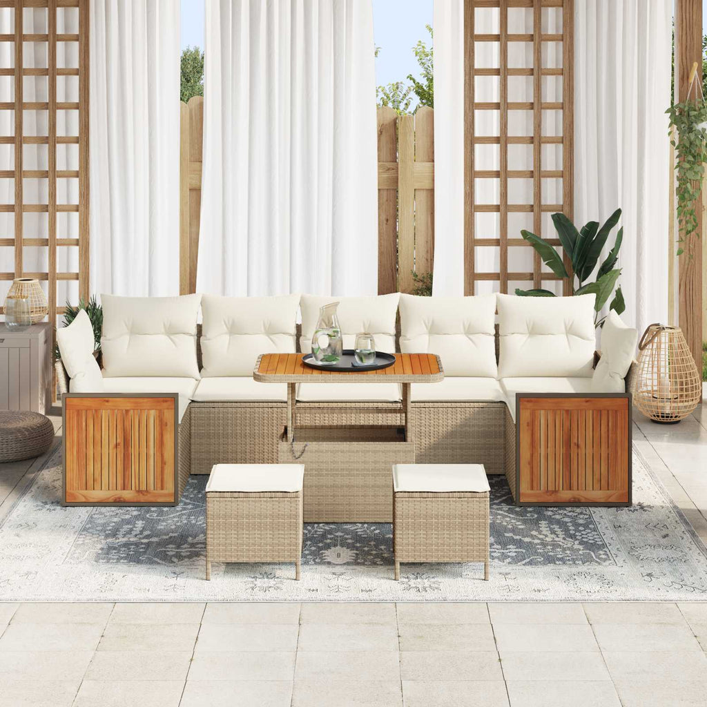 Gartensofa-set mit Kissen 10 pcs Beige und Creme