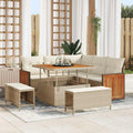 Gartensofa-set mit Kissen 8 pcs Beige und Creme