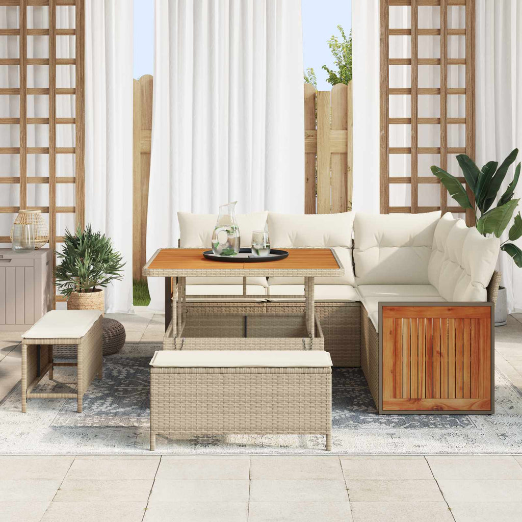 Gartensofa-set mit Kissen 8 pcs Beige und Creme