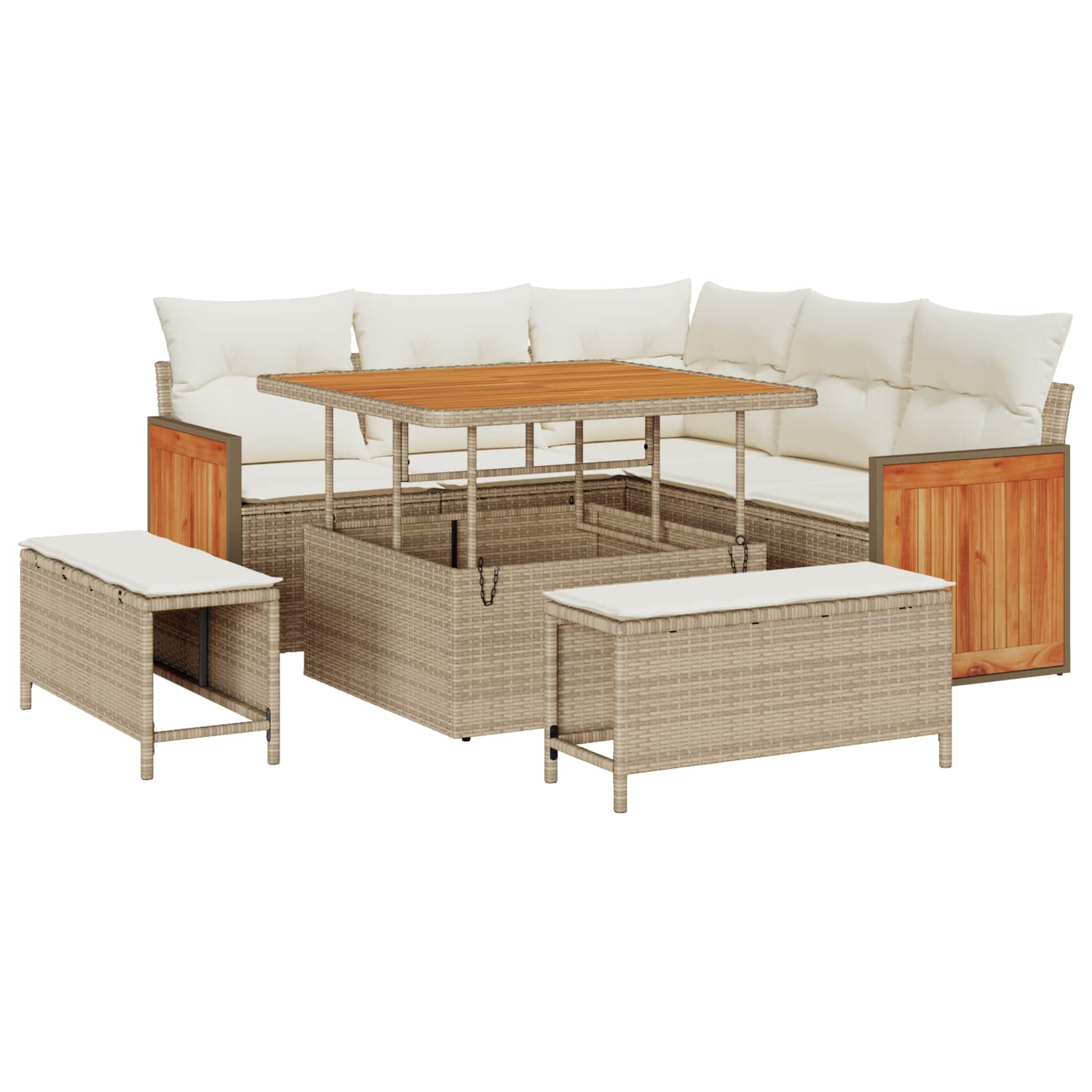 Gartensofa-set mit Kissen 8 pcs Beige und Creme