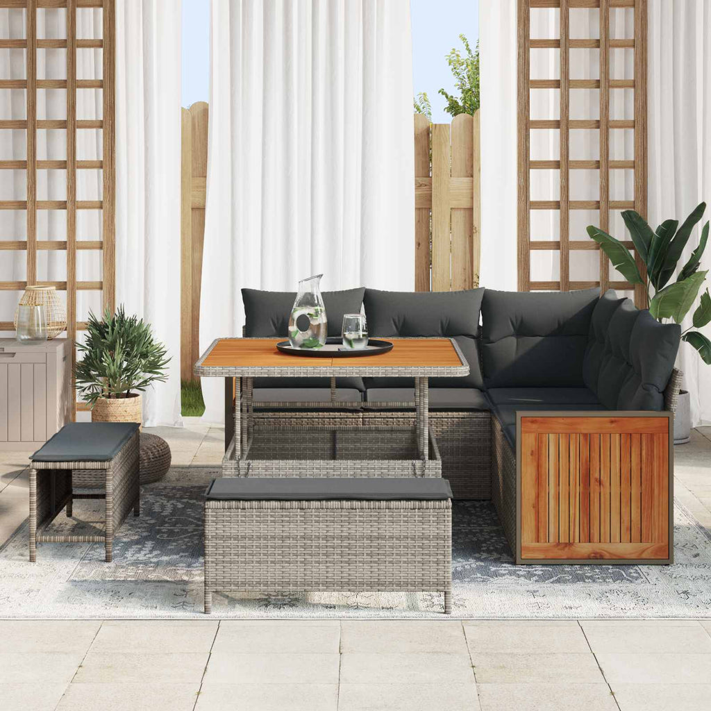 Gartensofa-set mit Kissen 8 pcs Grau