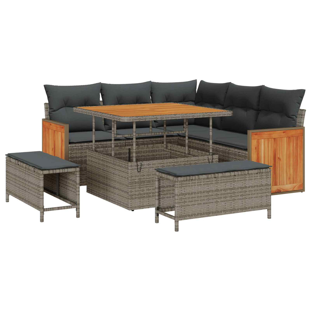 Gartensofa-set mit Kissen 8 pcs Grau