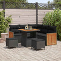 Gartensofa-set mit Kissen 8 pcs Schwarz