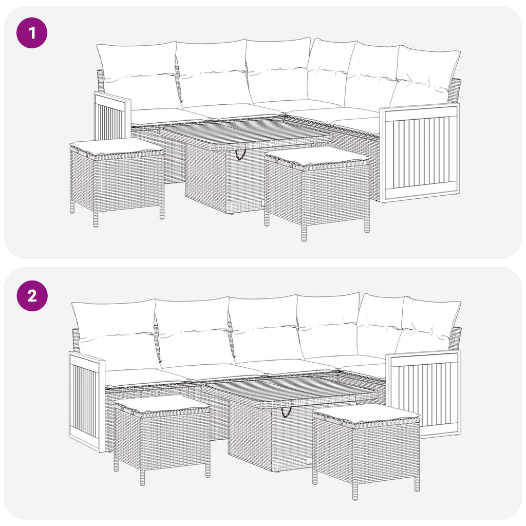 Gartensofa-set mit Kissen 8 pcs Grau