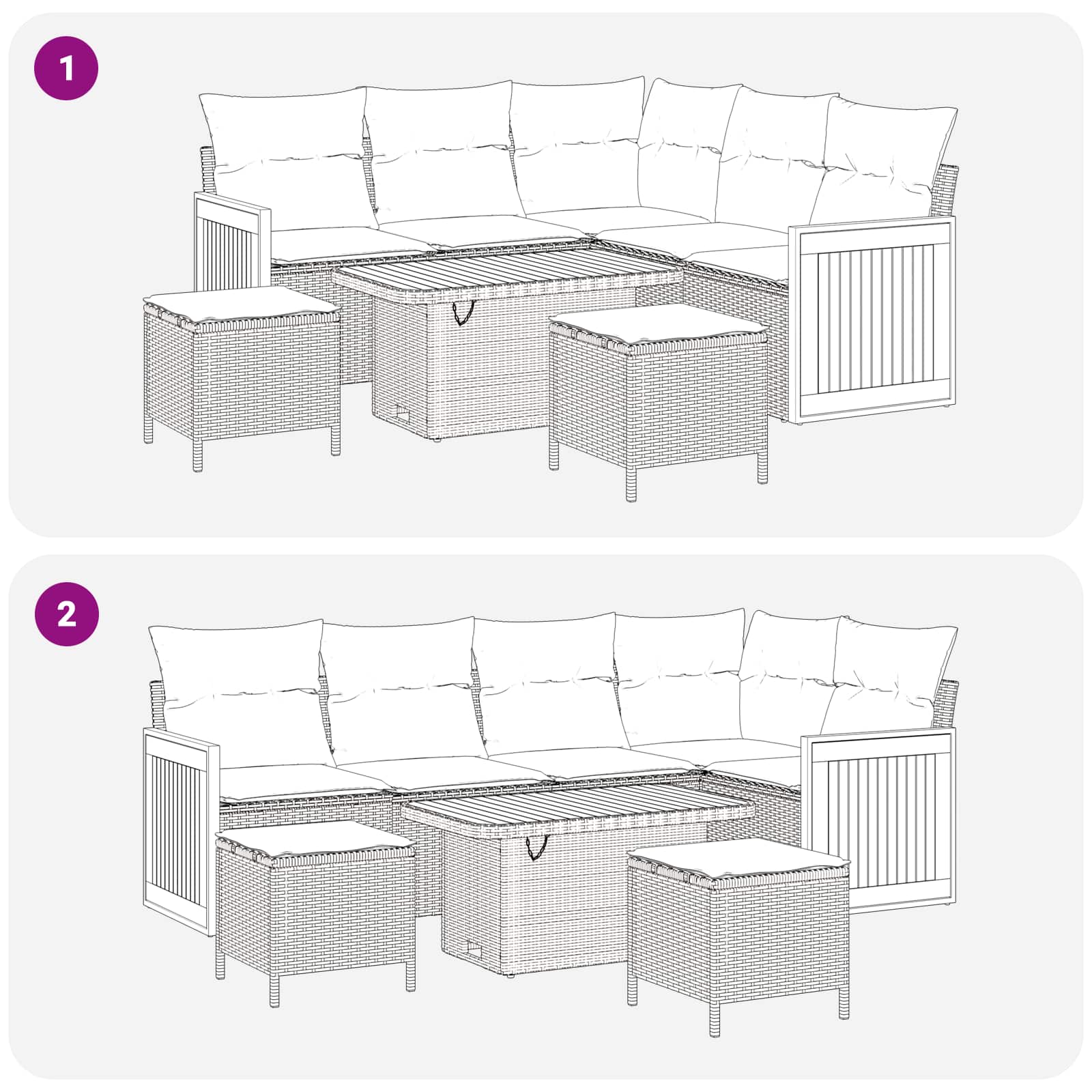 Gartensofa-set mit Kissen 8 pcs Schwarz