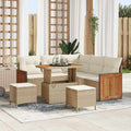 Gartensofa-set mit Kissen 8 pcs Beige und Creme