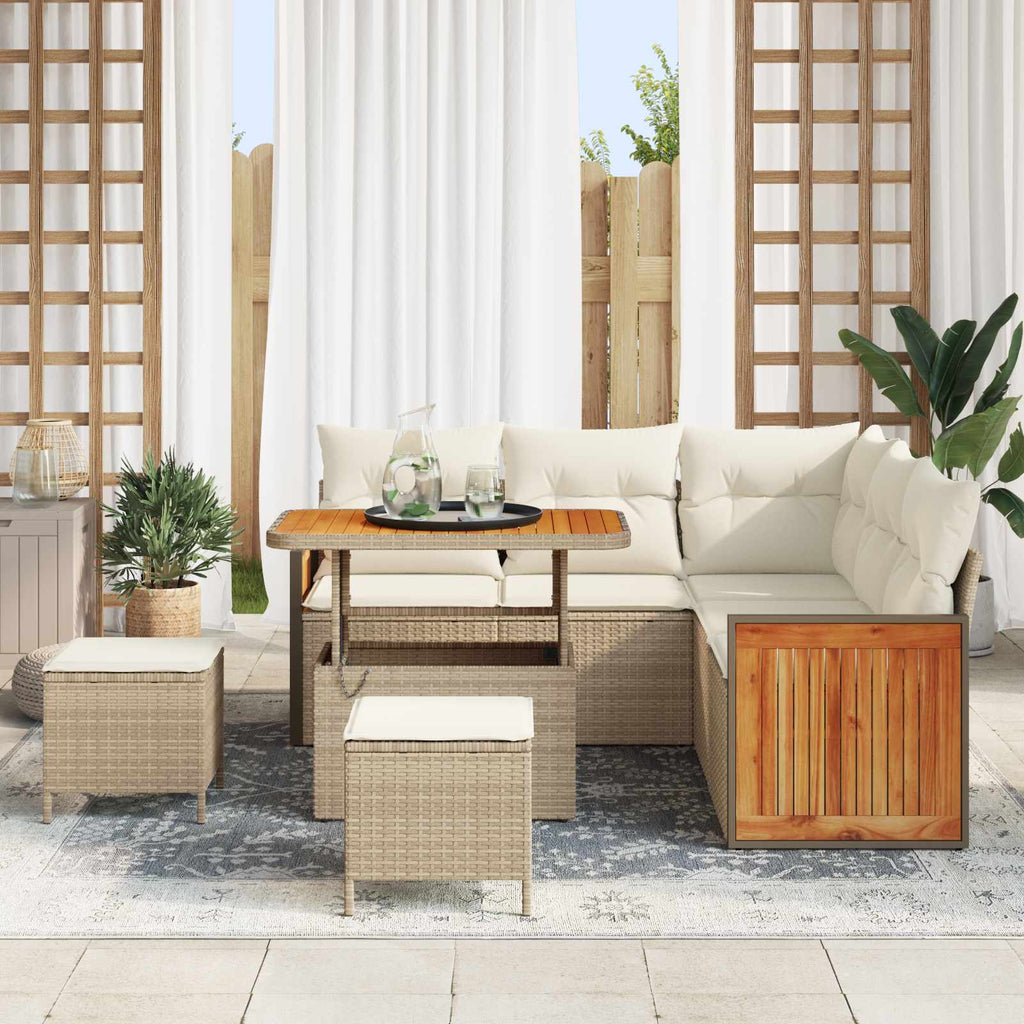 Gartensofa-set mit Kissen 8 pcs Beige und Creme