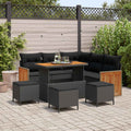Gartensofa-set mit Kissen 9 pcs Schwarz