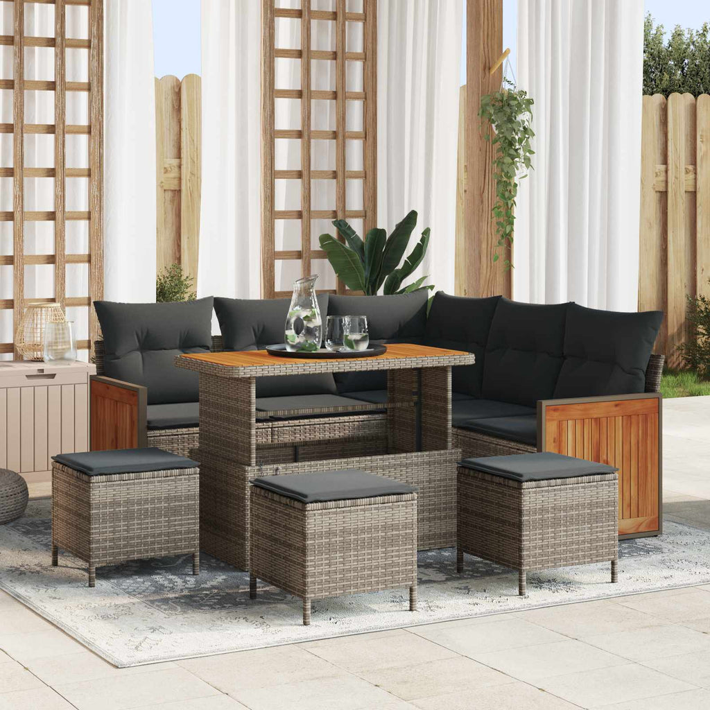 Gartensofa-set mit Kissen 9 pcs Grau