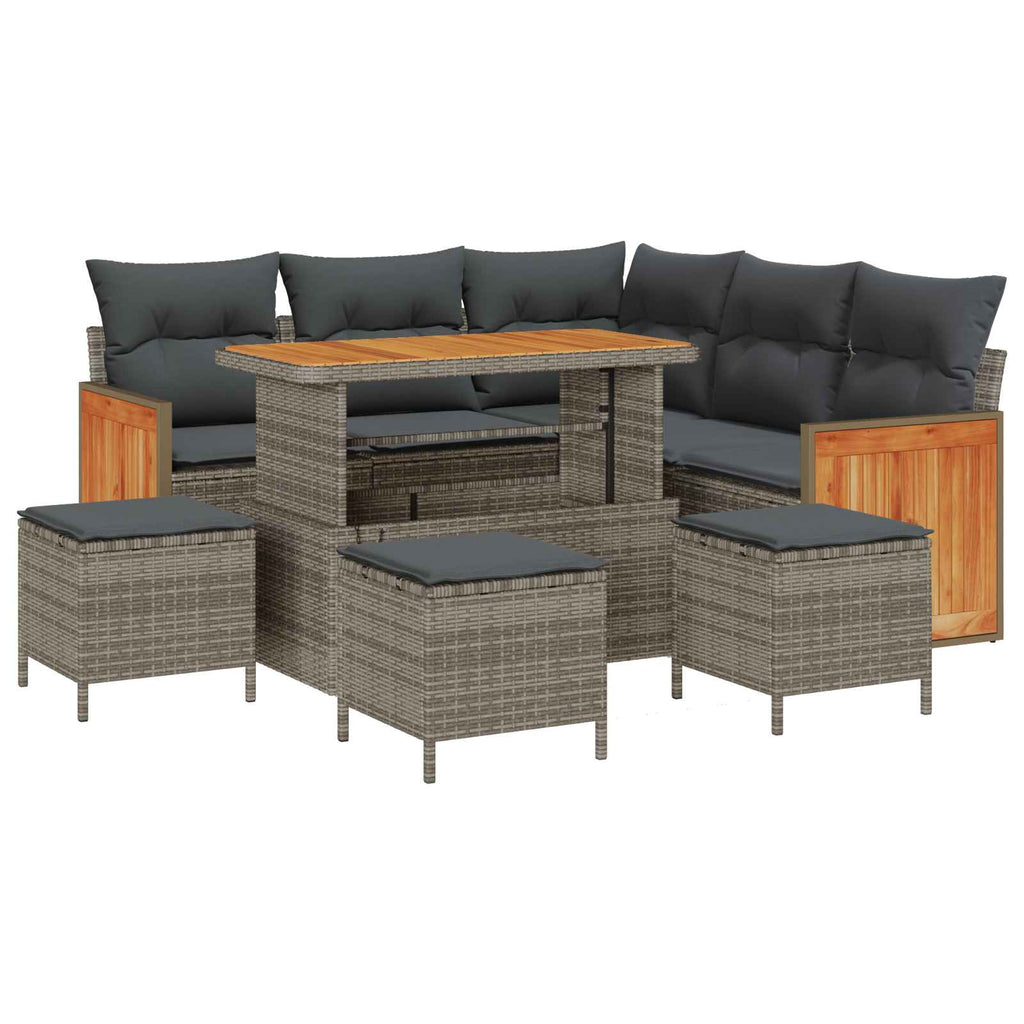 Gartensofa-set mit Kissen 9 pcs Grau