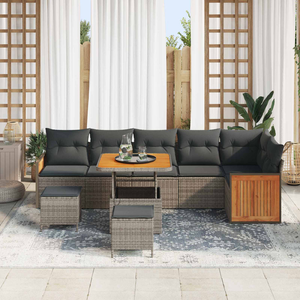 Gartensofa-set mit Kissen 9 pcs Grau