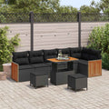 Gartensofa-set mit Kissen 9 pcs Schwarz