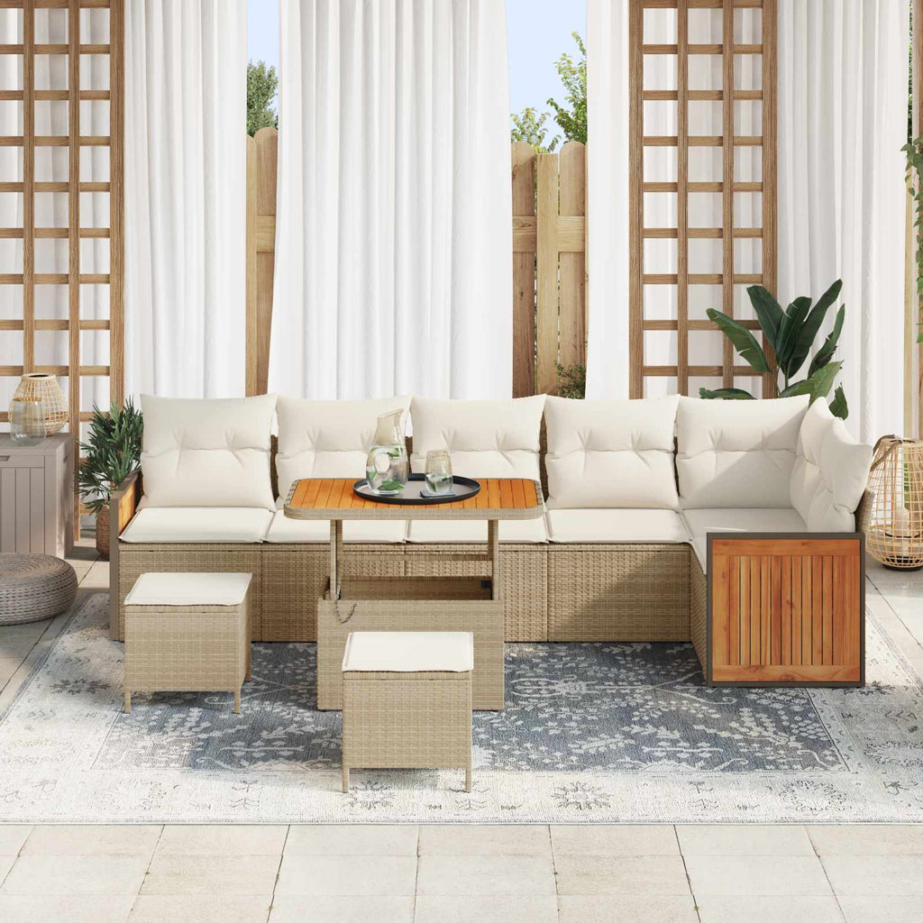 Gartensofa-set mit Kissen 9 pcs Beige und Creme