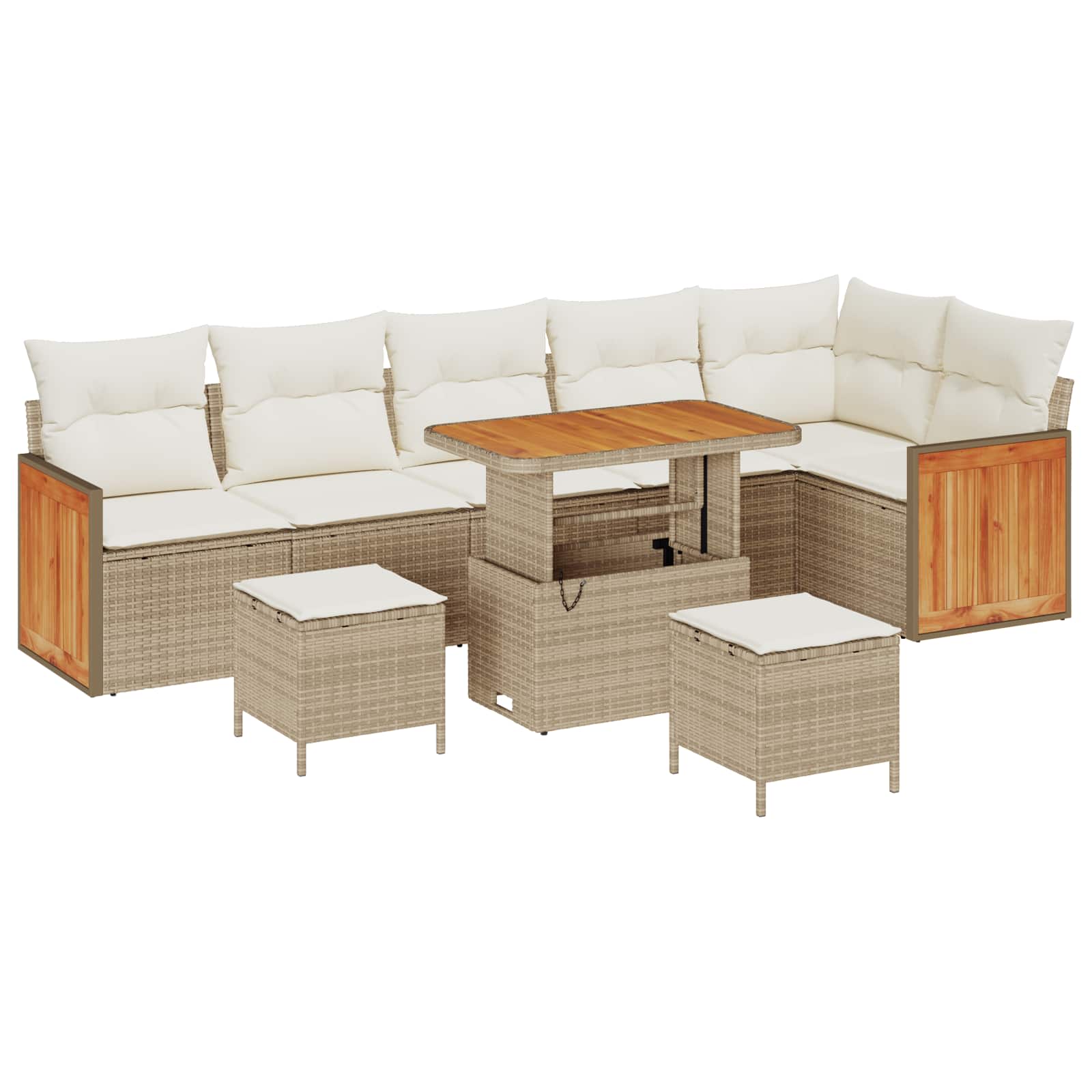 Gartensofa-set mit Kissen 9 pcs Beige und Creme