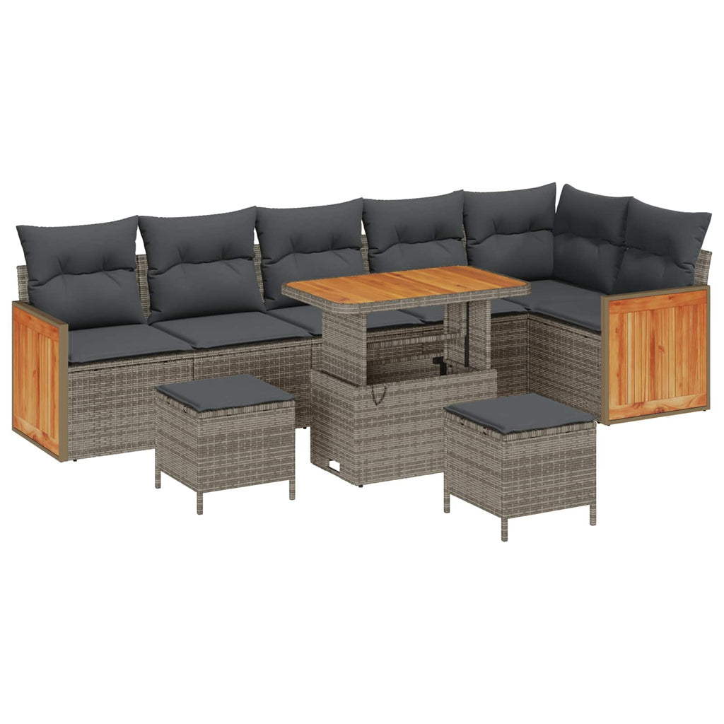 Gartensofa-set mit Kissen 9 pcs Grau
