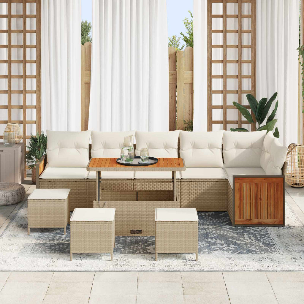 Gartensofa-set mit Kissen 10 pcs Beige und Creme