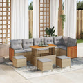 Gartensofa-set mit Kissen 10 pcs Beige und Hellgrau