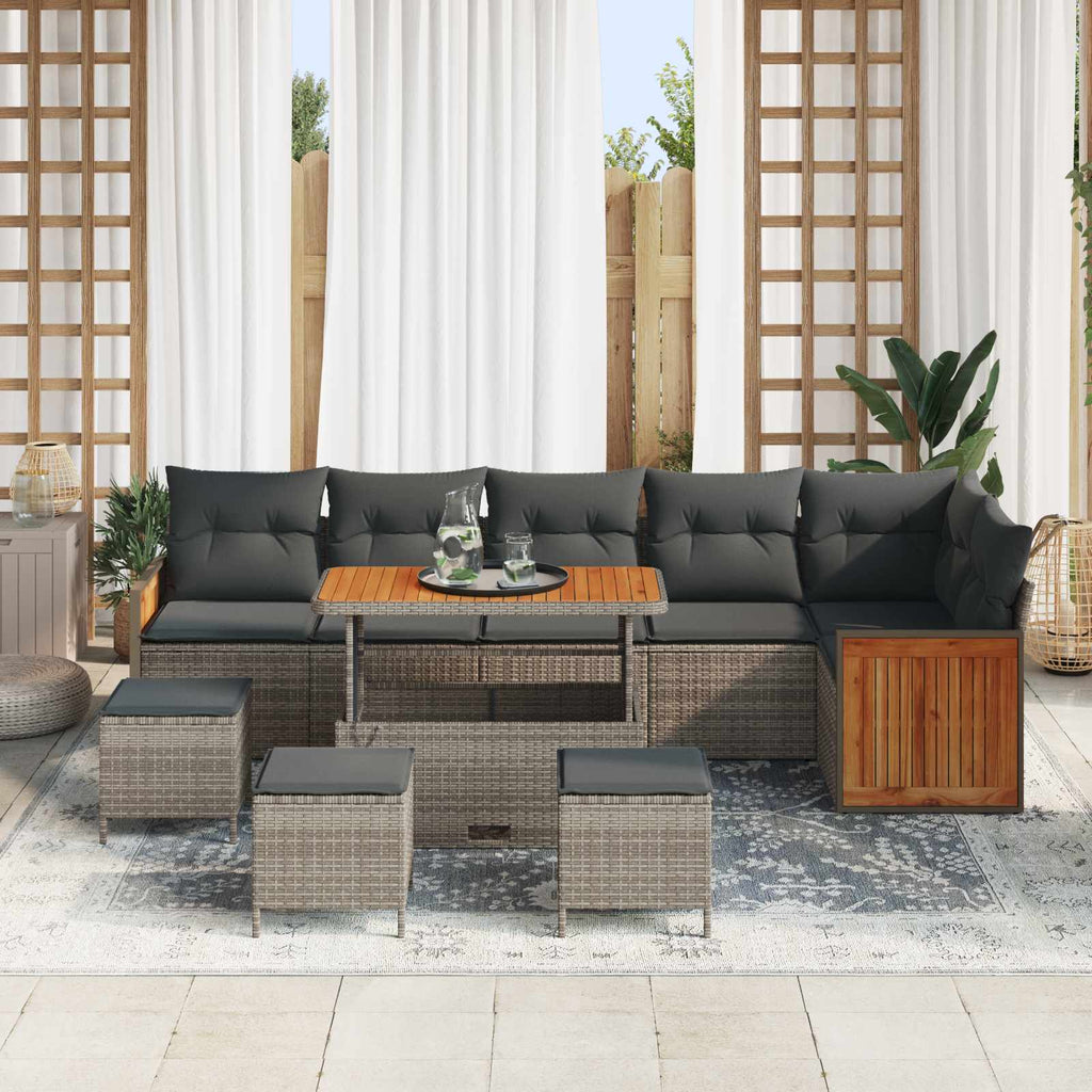 Gartensofa-set mit Kissen 10 pcs Grau
