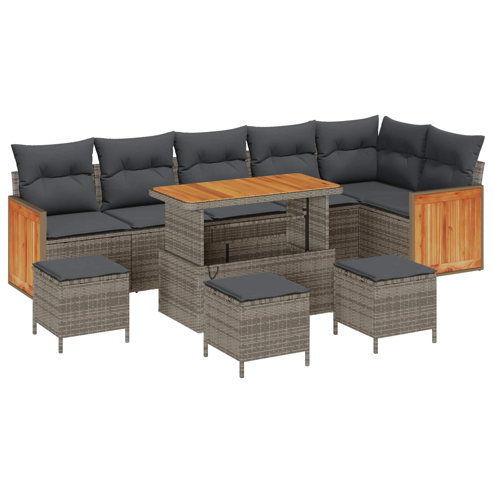 Gartensofa-set mit Kissen 10 pcs Grau