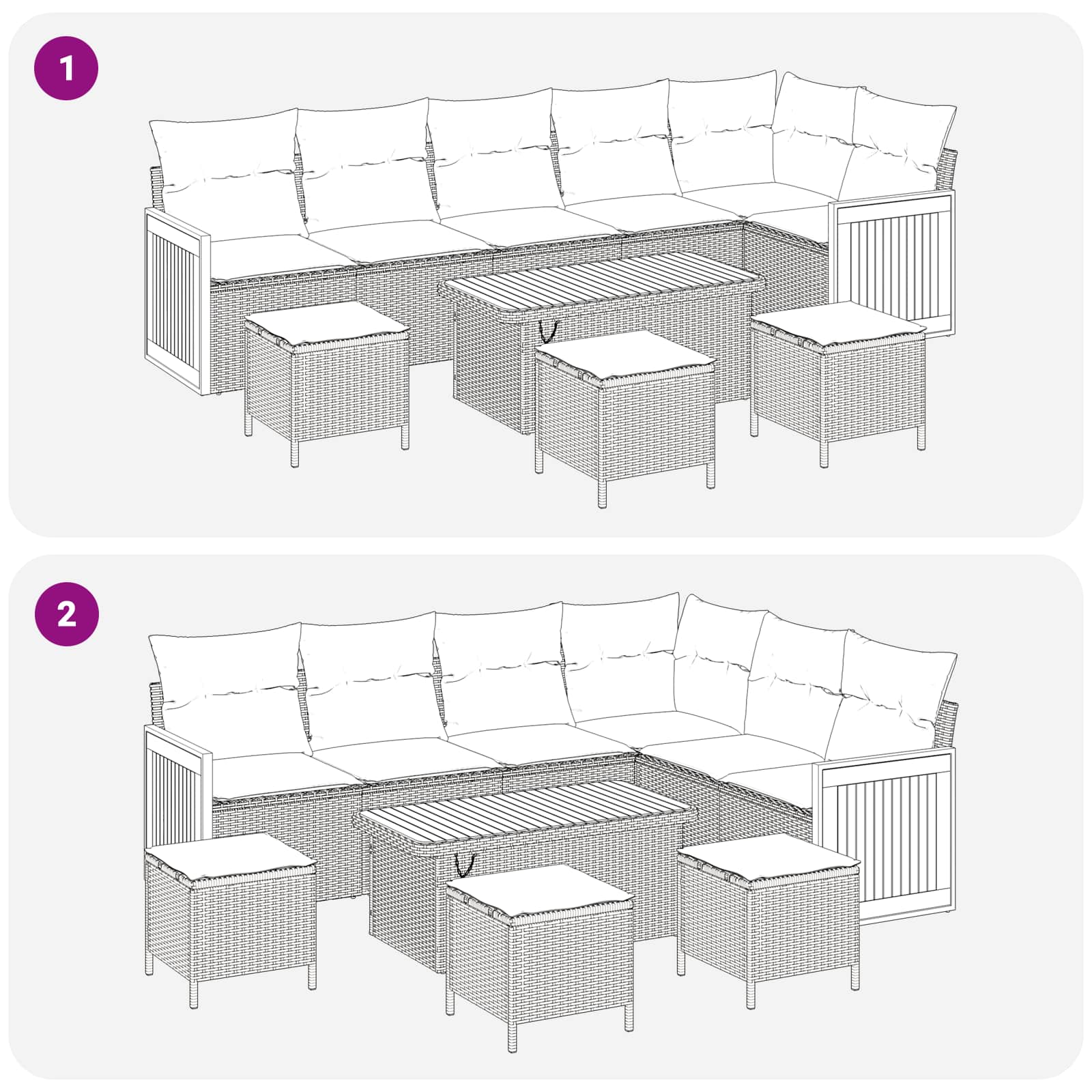 Gartensofa-set mit Kissen 10 pcs Grau