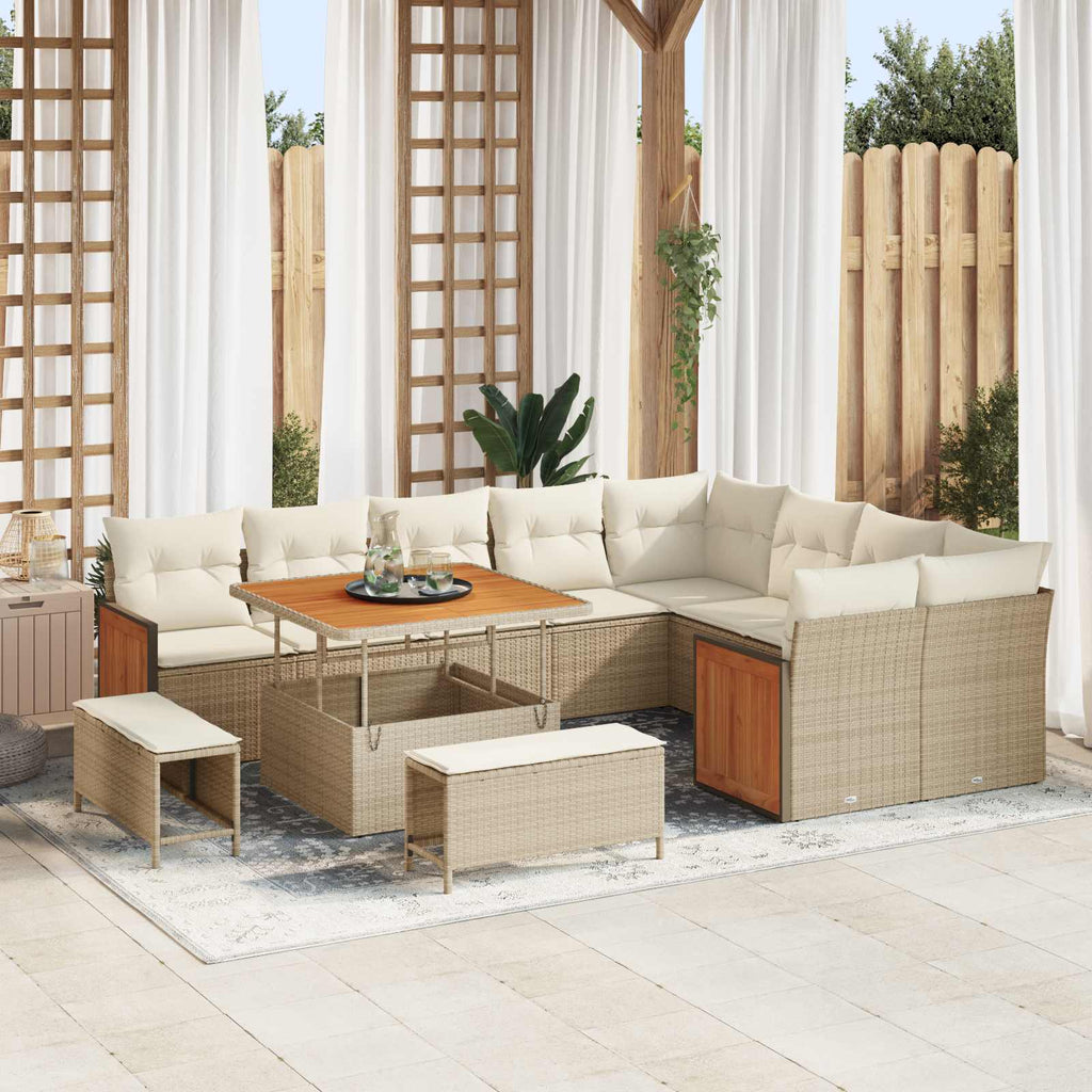 Gartensofa-set mit Kissen 12 pcs Beige und Creme