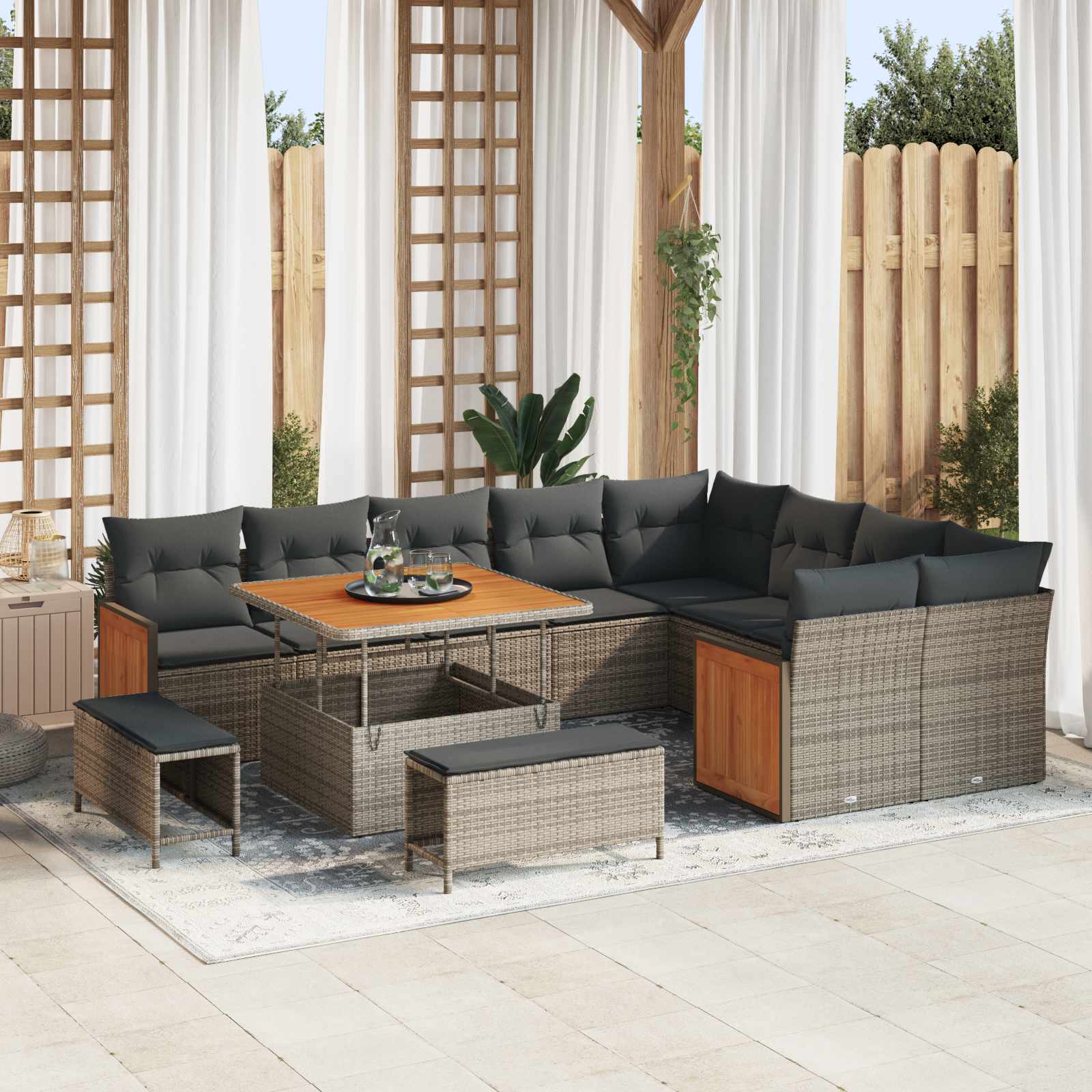 Gartensofa-set mit Kissen 12 pcs Grau